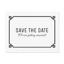 Black Deco Chic Save the Date Briefkaart