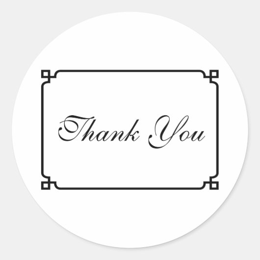 Black Deco Chic Wedding Bedankt Ronde Sticker (Voorkant)
