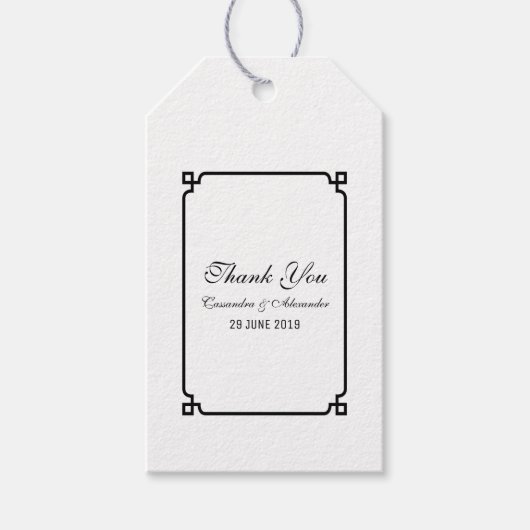 Black Deco Chic Wedding Cadeaulabel (Voorkant)