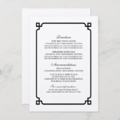 Black Deco Chic Wedding Info Kaart (Voorkant / Achterkant)