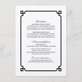 Black Deco Chic Wedding Info Kaart