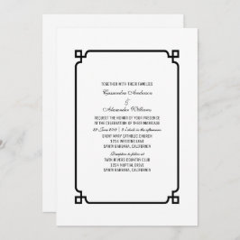 Black Deco Chic Wedding Invite Kaart