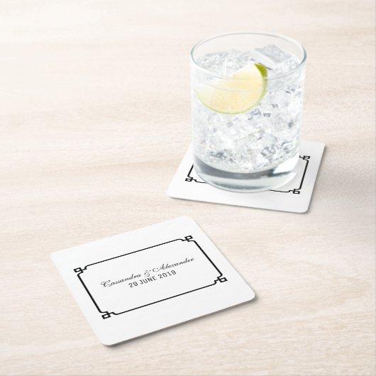 Black Deco Chic Wedding Kartonnen Onderzetters (Insitu)