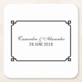 Black Deco Chic Wedding Kartonnen Onderzetters (Voorkant)