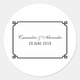 Black Deco Chic Wedding Ronde Sticker