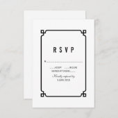 Black Deco Chic Wedding RSVP (Voorkant / Achterkant)