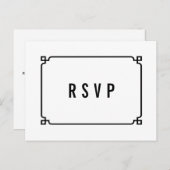 Black Deco Chic Wedding RSVP Briefkaart (Voorkant / Achterkant)