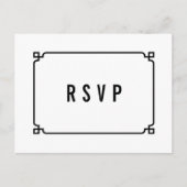 Black Deco Chic Wedding RSVP Briefkaart (Voorkant)