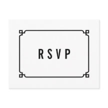 Black Deco Chic Wedding RSVP Briefkaart