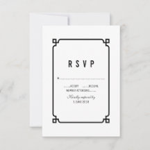 Black Deco Chic Wedding RSVP