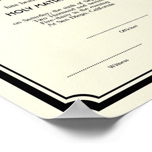 Black Deco lijst keepomwille bruiloft certificate Poster (Hoek)