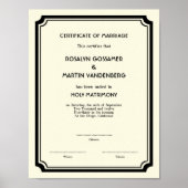 Black Deco lijst keepomwille bruiloft certificate Poster (Voorkant)