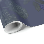 Black & Deep Blue Floral Ombre Wedding Cadeaupapier (Rol Hoek)