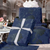 Black & Deep Blue Floral Ombre Wedding Cadeaupapier