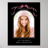 Black Deep Blush Bow Graduation Party Welcome  Poster (Voorkant)