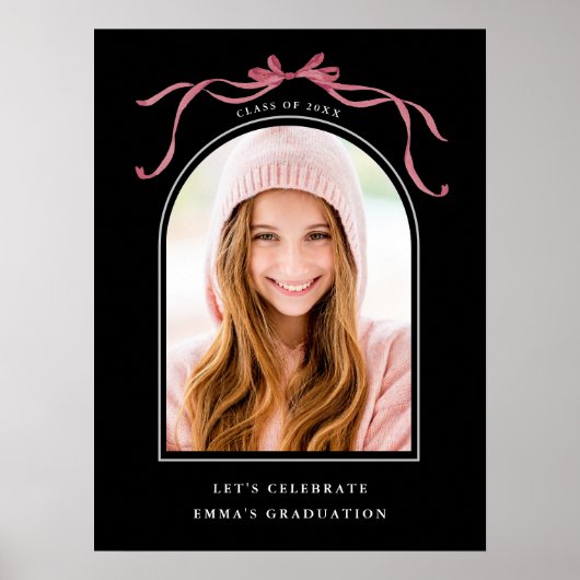 Black Deep Blush Bow Graduation Party Welcome  Poster (Voorkant)