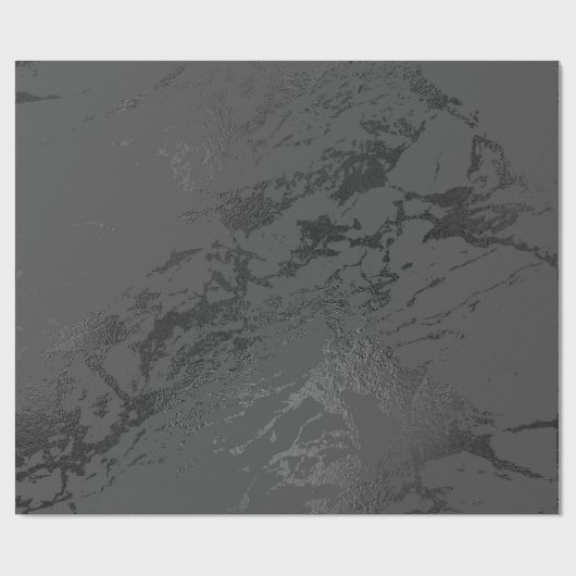 Black Deep Gray Marble Silver Carrara Shiny Cadeaupapier (Vlak)