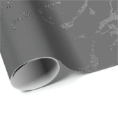 Black Deep Gray Marble Silver Carrara Shiny Cadeaupapier (Rol Hoek)