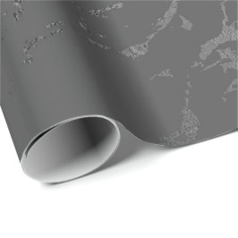 Black Deep Gray Marble Silver Carrara Shiny Cadeaupapier