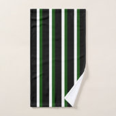 Black Deep Green White Striped Bad Handdoek (Handdoek)