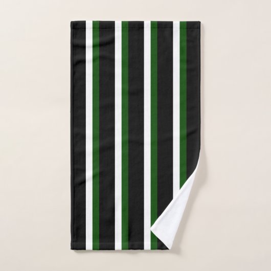 Black Deep Green White Striped Bad Handdoek (Handdoek)