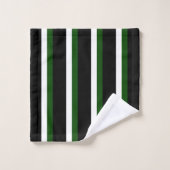 Black Deep Green White Striped Bad Handdoek (Wasdoekje)