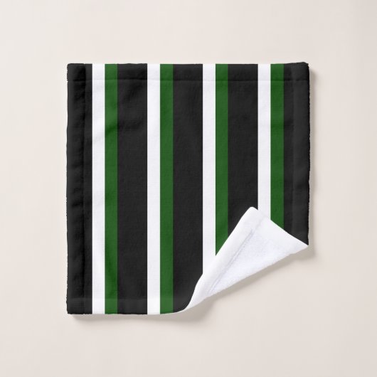 Black Deep Green White Striped Bad Handdoek (Wasdoekje)