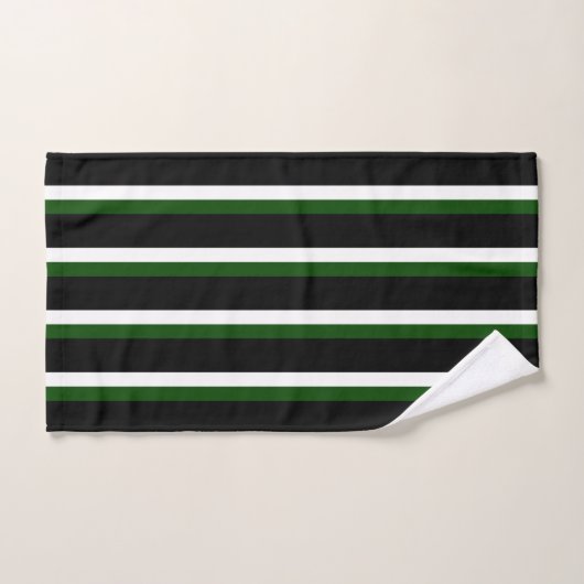 Black Deep Green White Striped Bad Handdoek (Handdoek)