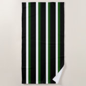 Black Deep Green White Striped Strandlaken (Voorkant)
