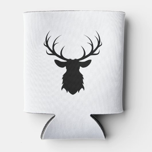 Black Deer Head met Antlers Silhouette Blikjeskoeler (Voorkant)
