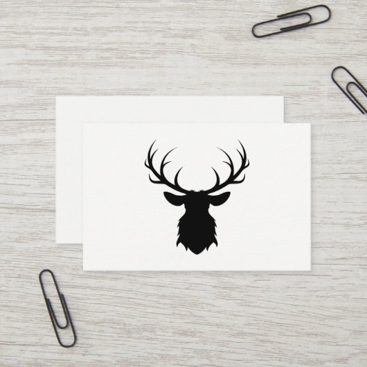 Black Deer Head met Antlers Silhouette Visitekaartje (Voorkant / Achterkant in situ)