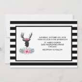Black Deer Head met roze bloemen bruiloft Kaart (Achterkant)