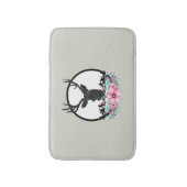 Black Deer Head met roze bloemen en bergen Badmat (Voorkant Verticaal)