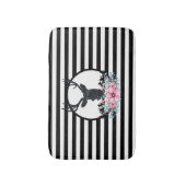 Black Deer Head met roze bloemen en bergen Badmat (Voorkant Verticaal)