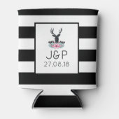 Black Deer Head met roze bloemen en bergen Blikjeskoeler (Voorkant)