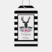Black Deer Head met roze bloemen en bergen Cadeaulabel (Voorkant)