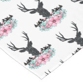 Black Deer Head met roze bloemen en bergen Korte Tafelloper (Hoek)