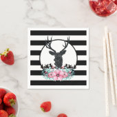 Black Deer Head met roze bloemen en bergen Servet (Insitu)