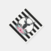 Black Deer Head met roze bloemen en bergen Servet (Hoek)