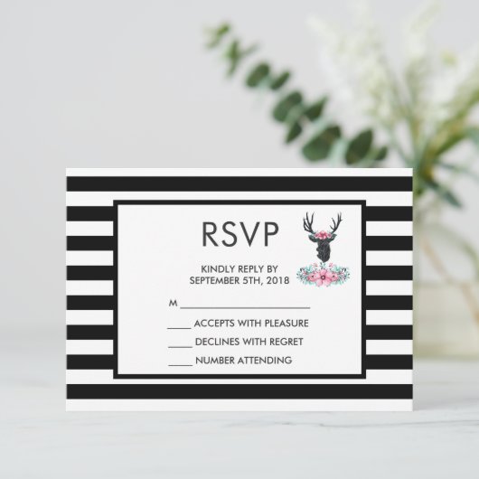 Black Deer Head met roze ventilator RSVP (Staand voorkant)