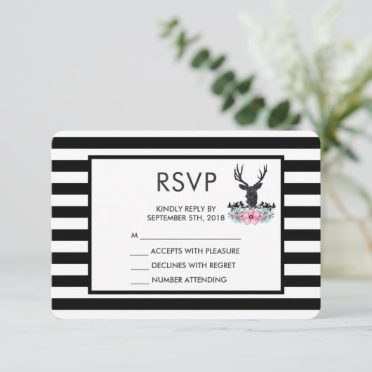 Black Deer Head met roze ventilator RSVP (Staand voorkant)