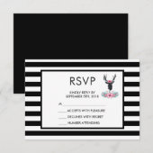 Black Deer Head met roze ventilator RSVP Kaartje (Voorkant / Achterkant)
