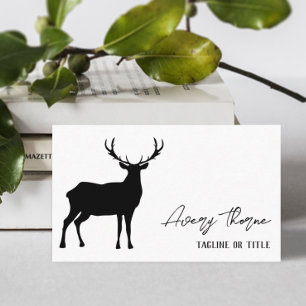 Black Deer Silhouette Name in Signature Script Visitekaartje