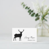 Black Deer Silhouette Name in Signature Script Visitekaartje (Staand voorkant)