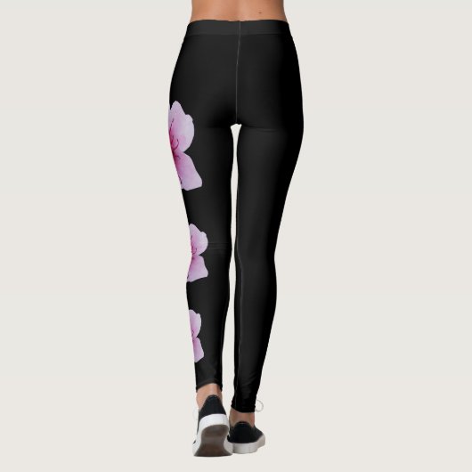 Black Delaware State Flower Peach Blossom Leggings (Achterkant)