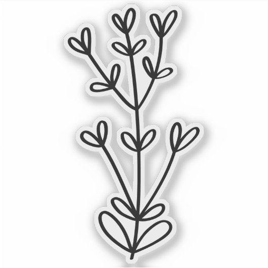 Black Delicate Botanical Transparent Custom Cut  Sticker (Voorkant)