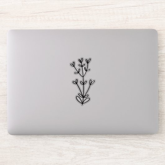 Black Delicate Botanical Transparent Custom Cut  Sticker (Computer)