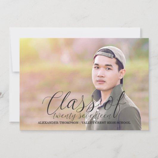 Black Delicate Class of 2017 Photo Afstuderen Aankondiging (Voorkant)