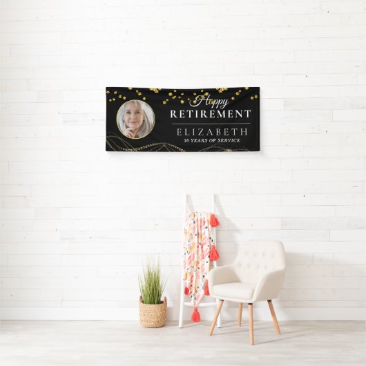 Black Delicate Custom Photo Retirement Party Spandoek (Insitu)