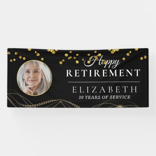 Black Delicate Custom Photo Retirement Party Spandoek (Horizontaal)